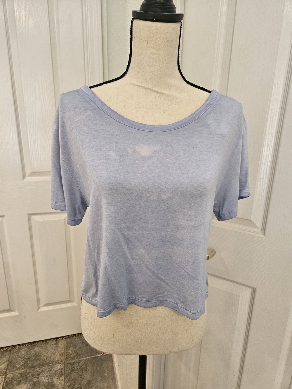 American Eagle Outfitters Pale  Blue "Tie Dye" Scoop Neck Crop Tee